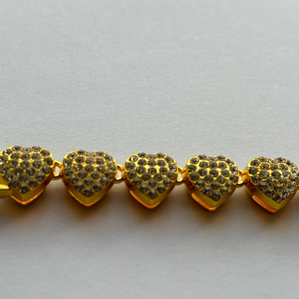 Fifth Avenue Strawberry Chain Necklace Gold Round Cut White Zircon 16 inch